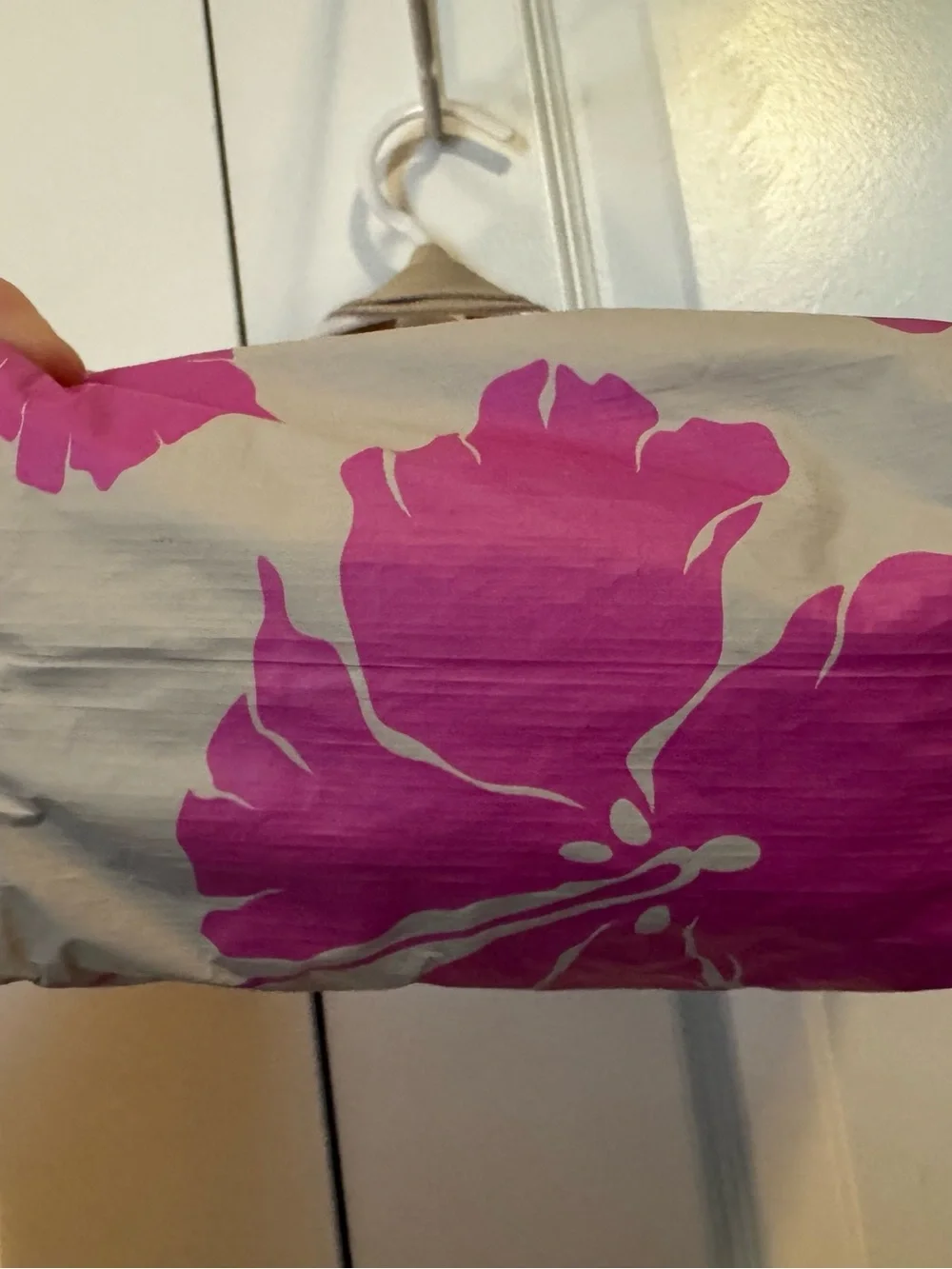 ALOHA Splash Proof Floral Tote Bag - Beige with Pink Print
